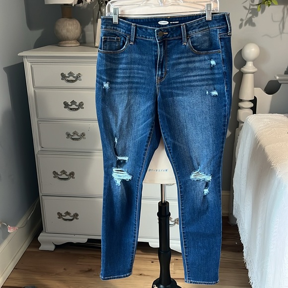 Old Navy Pop Icon Skinny Jeans Womens 12 Destroyed - Picture 3 of 6